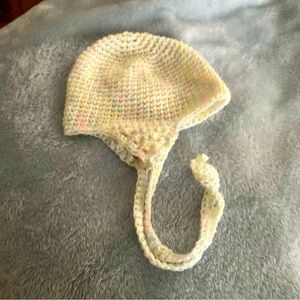 Hand Crochet baby flap hat 3 to 6 months